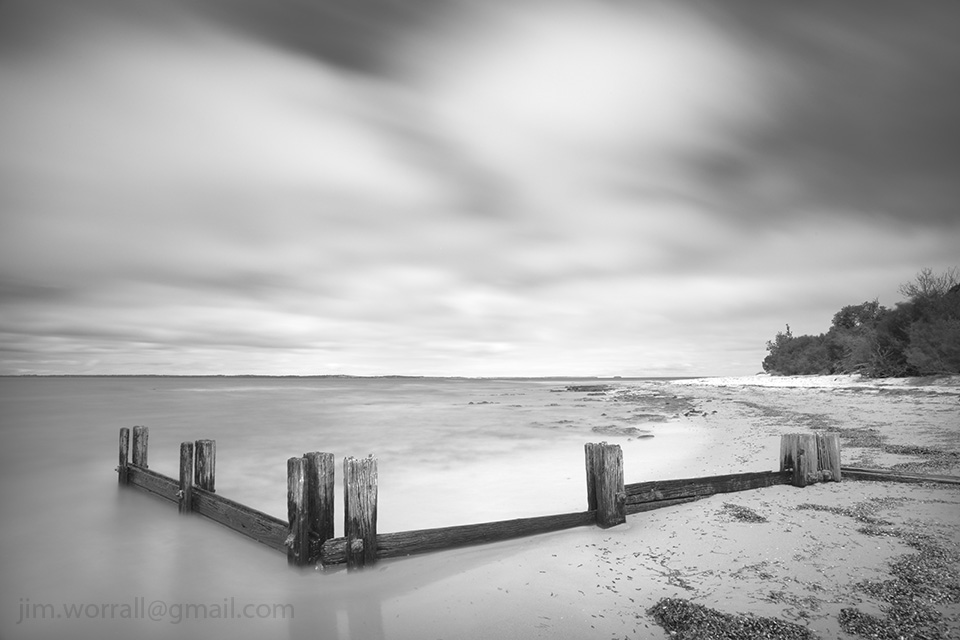 Jim Worrall, groyne, Western Port Bay, long exposure, black and white