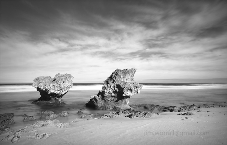 Jim Worrall, Montforts beach, Blairgowrie, Mornington Peninsula, long exposure, black and white