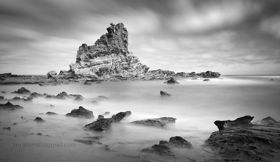 eagles nest, Jim Worrall, Inverloch, Cape Paterson, Bass Coast, long exposure, black and white, seascape