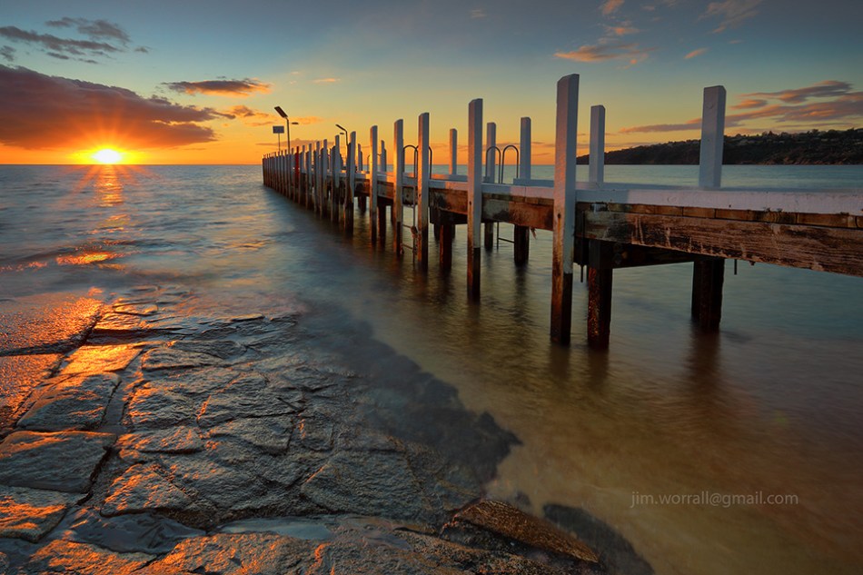 safety beach, sunset, jim worrall, mornington peninsula, jetty, port phillip bay, long exposure, nd filter