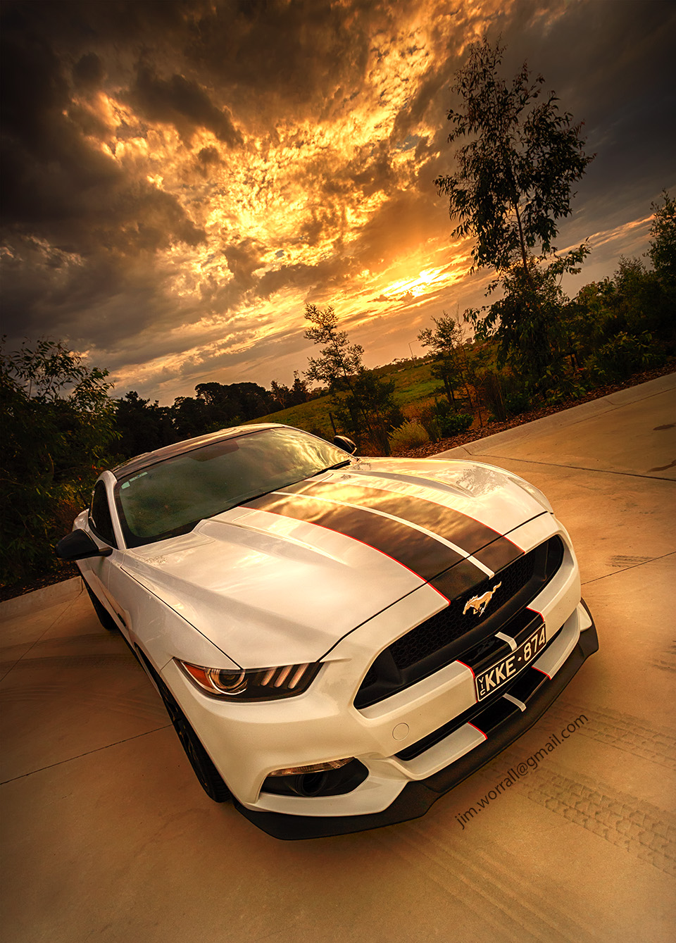 jim worrall, ford mustang, stang, car, sunset
