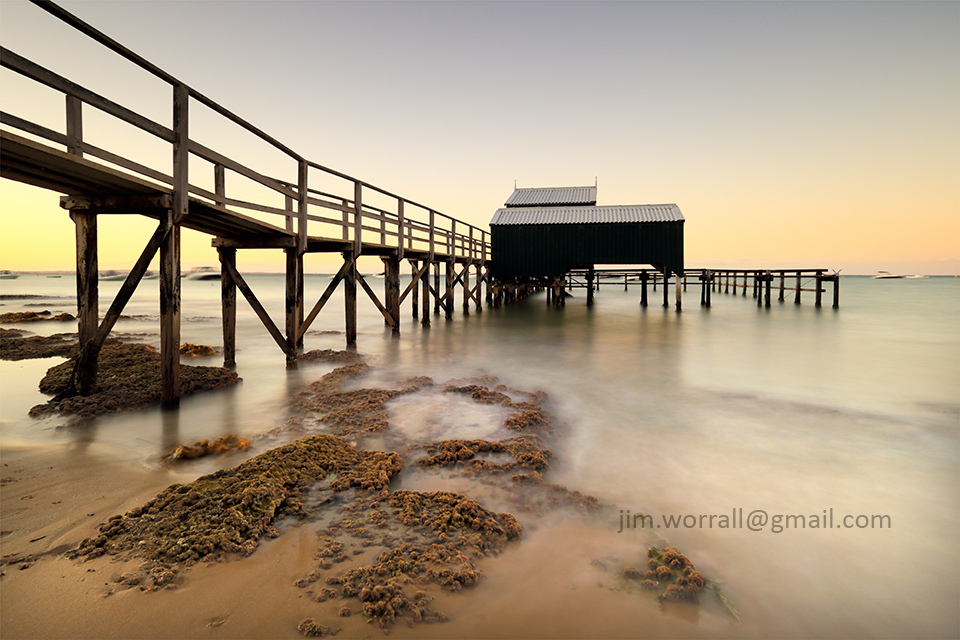 mornington peninsula, shelley beach, jetty, pier, jim worrall, sunset seascape